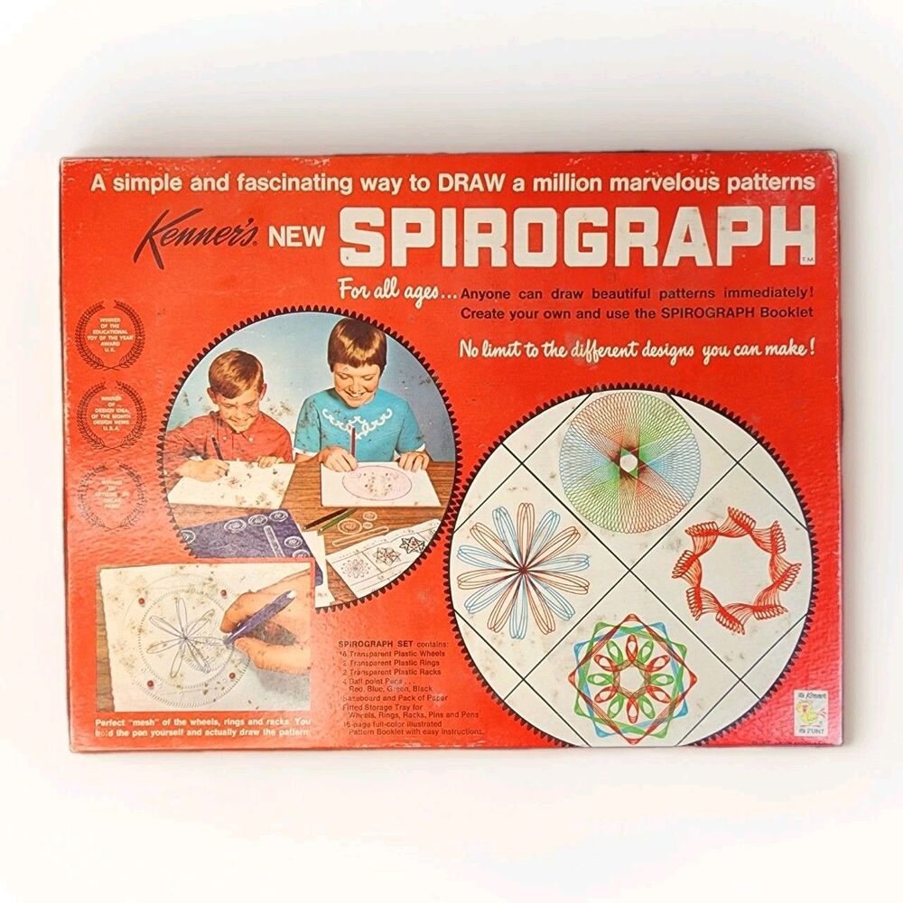 Vintage 1967 Kenner Spirograph Set #401 – Complete with Red Tray, Pin Board